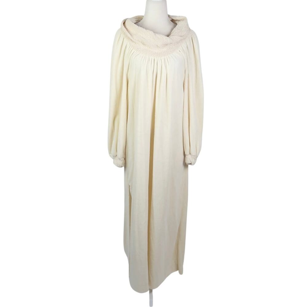Vintage 80s Christian Dior Cream Velvet Maxi Nightgown Dress L